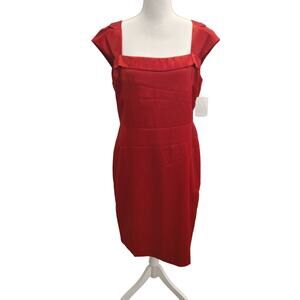 New York & Company Dress Midi Satin Red Sz 14 NWT